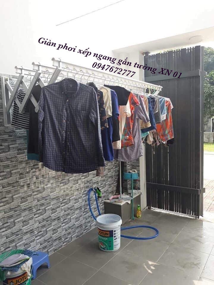 Giàn phơi xếp ngang gắn tường