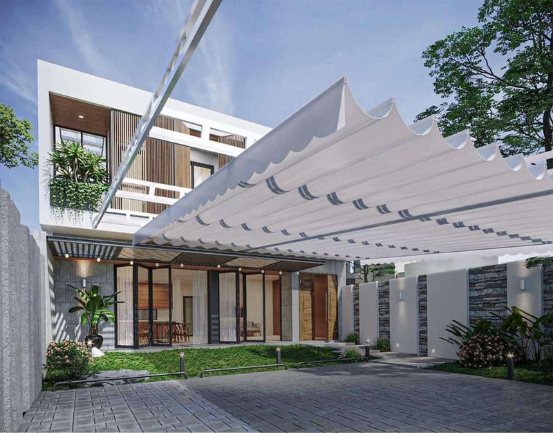 Bạt che nắng mưa hiện đại cho nhà phố