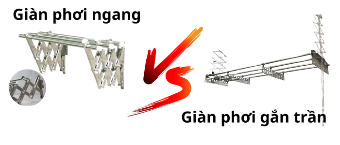 So sánh giàn phơi xếp ngang và giàn phơi gắn trần