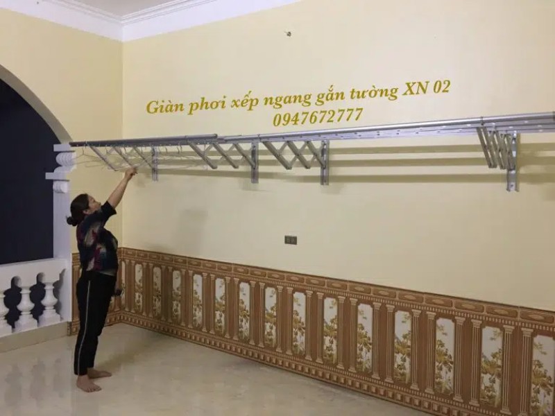 Cách lắp giàn phơi xếp ngang tường