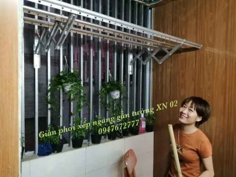 Cách lắp giàn phơi xếp ngang tường