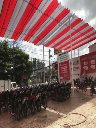 Bạt mái xếp che nhà xe