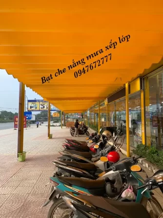 Bạt mái xếp quán cafe