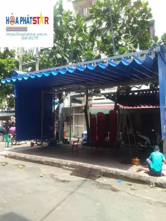 Bạt mái xếp quán cafe