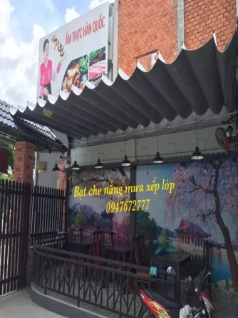 Bạt mái xếp quán cafe