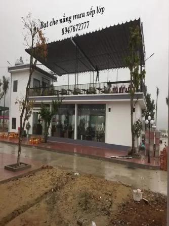 Bạt mái xếp quán cafe