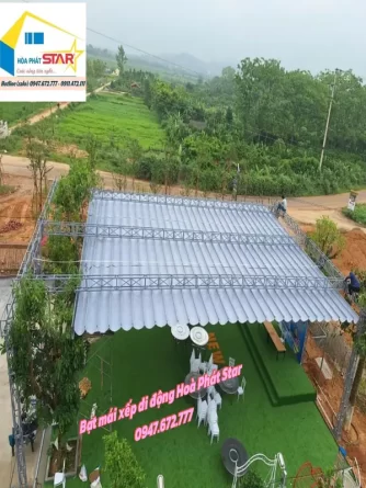 Bạt mái xếp quán cafe