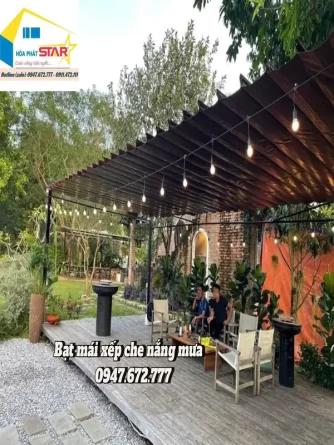 Bạt mái xếp quán cafe