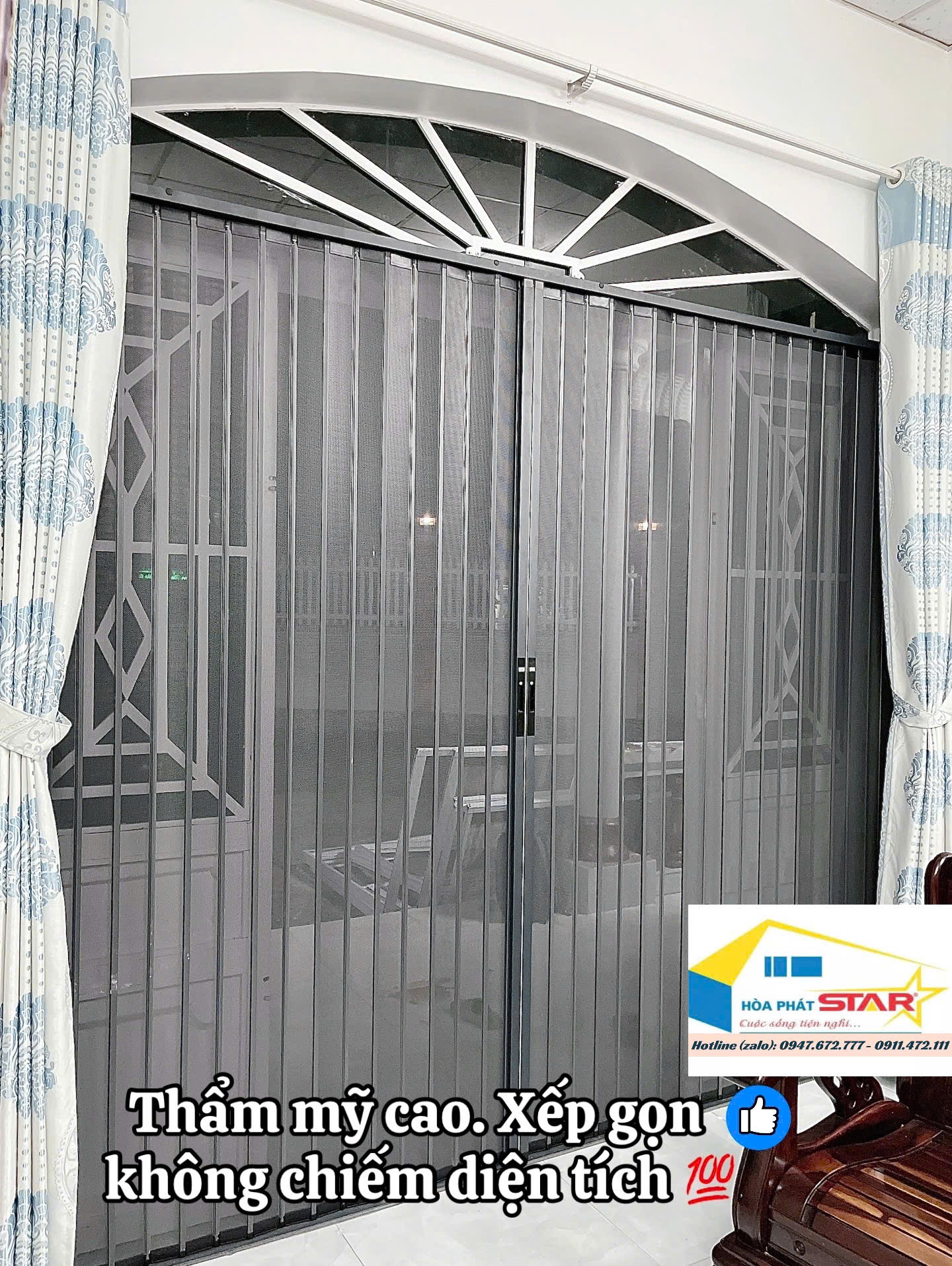 Cửa xếp lá nhôm có lỗ thoáng